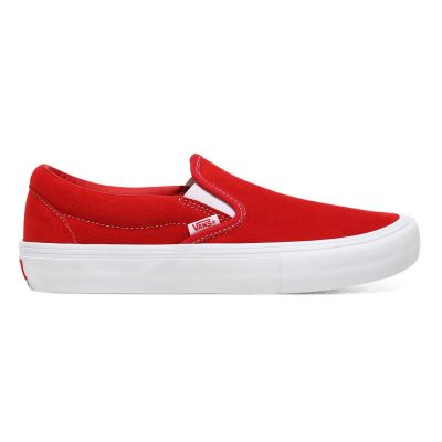 Vans Suede Slip-On Pro - Kadın Kaykay Ayakkabısı (Kırmızı Beyaz)